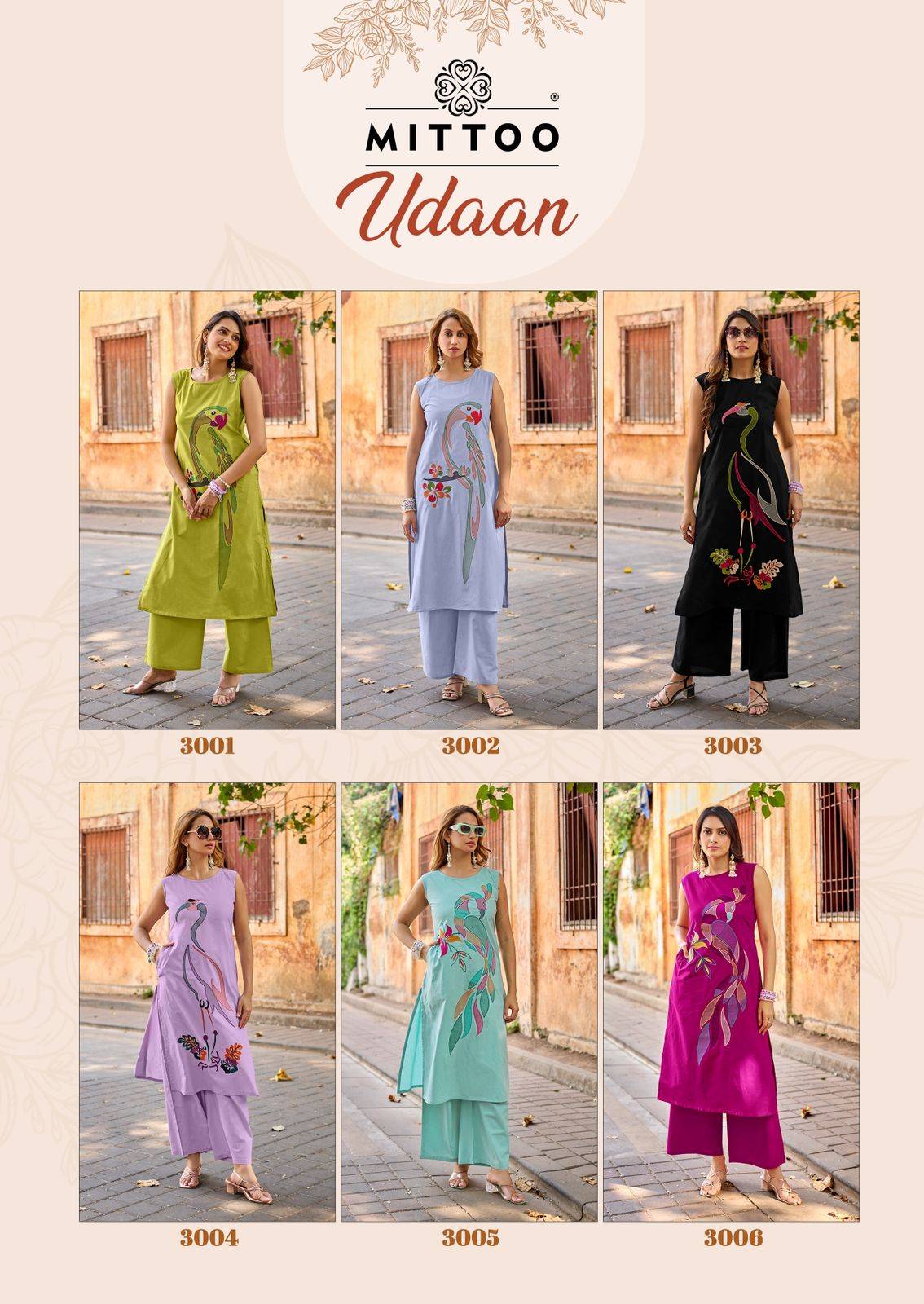  Udaan By MITTOO 3001 To 3006 Series Beautiful Festive Suits Colorful Stylish Fancy kurtis At Wholesale Price